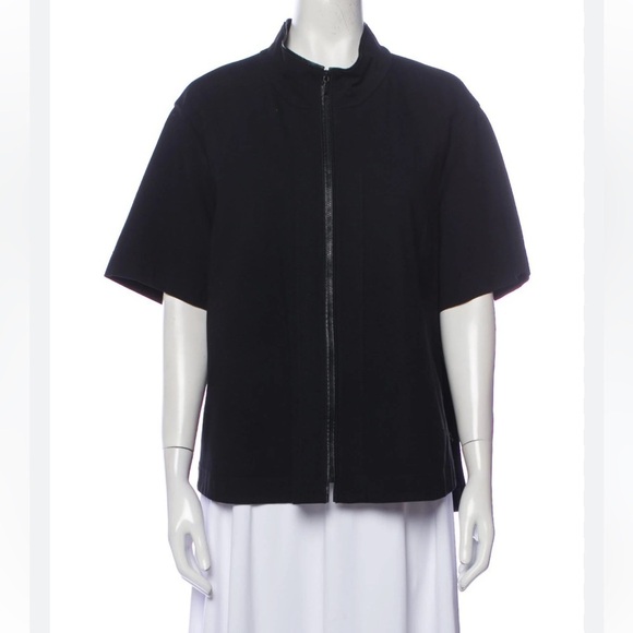 Lafayette 148 New York black short-sleeved collarless jacket, size XXL/US 24 - Picture 1 of 8